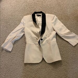 Zara Cream and Black Blazer Tailored Tuxedo Suit Jacket